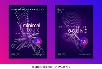 Fest Flyer. Electronic Beat Illustration. Green Music Poster. Dance Set. Violet Night Club Background. Trance Vector. Edm Festival Template. Pink Fest Flyer