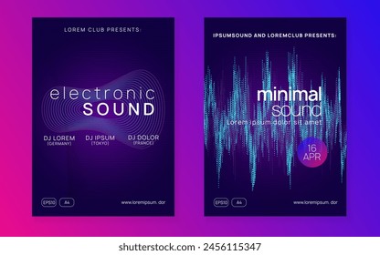 Fest Flyer. Trance Invite. Violet Sound Set. Night Club Background. Discotheque Electro Element. Psychedelic Beat Invitation. Green Music Poster. Blue Fest Flyer