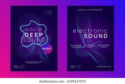 Fest Magazine. Blue Techno Event. Dj Trance Graphic. Festival Invite. Psychedelic Audio Invitation. Violet Dance Banner. Party Flyer. Green Fest Magazine