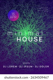 Fest Magazine. Dance Set. Nightclub Audio Illustration. Violet Night Club Poster. Festival Cover. Green Music Banner. Techno Concert Element. Pink Fest Magazine