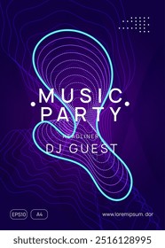 Fest Magazine. Violet Night Club Event. Pink Dj Flyer. Trance Cover. Dance Electro Element. Soundwave Audio Invitation. Music Set. Blue Fest Magazine