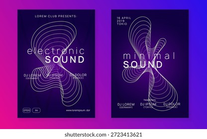 Fest Poster. Dance Design. Green Party Set. Violet Dj Background. Psychedelic Beat Illustration. Sound Concert Element. Festival Cover. Blue Fest Poster