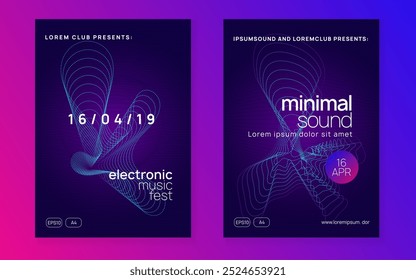 Fest Set Discoteca Flyer. Fundo Do Edm Cor-De-Rosa. Soundwave Disco Illustration. Projeto Blue Night Club. Capa do concerto. Modelo Techno Trance. Conjunto de Festas Verde