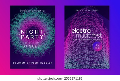 Fest Set. Dj Event. Concert Invite. Violet Edm Background. Psychedelic Beat Illustration. Blue Dance Poster. Party Trance Template. Pink Fest Set