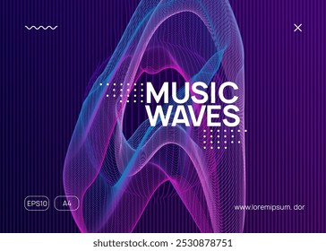 Fest Set. Festival Vector. Edm Banner. Violet Dance Event. Soundwave Disco Illustration. Blue Party Flyer. Discotheque Electro Template. Green Fest Set