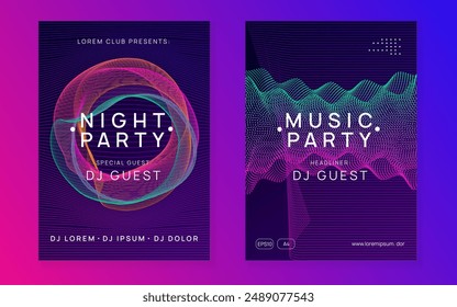 Fest Set. Pink Edm Flyer. Sound Trance Element. Party Event. Electronic Audio Illustration. Concert Invite. Blue Dj Magazine. Green Fest Set