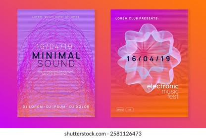 Fest Set. Psychedelic Audio Illustration. Blue Night Club Banner. Sound Magazine. Edm Concert Element. Electro Invite. Green Techno Design. Violet Fest Set