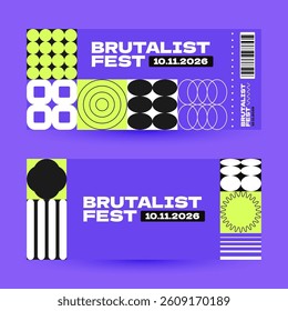 Fest Ticket Design in brutalism y2k retro style