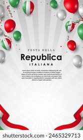 Festa Della Repubblica Background with flag and balloons