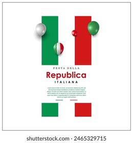Festa Della Repubblica Background with flag and balloons