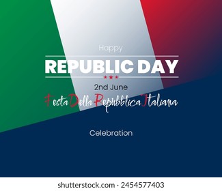 Festa della Repubblica Italiana = Italian Republic Holiday
Holiday design, background with handwriting and national flag colors for second of June, Italian Republic day, celebration event. 