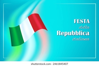 Festa della Repubblica italiana, or Italian Republic Day. Design with Italian flag on neon strokes