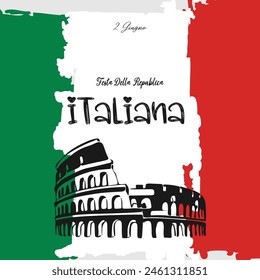 Festa della Repubblica Italiana. Italy Republic Day. Happy national holiday. June 2 in Italy. Italy flag. Patriotic poster design.