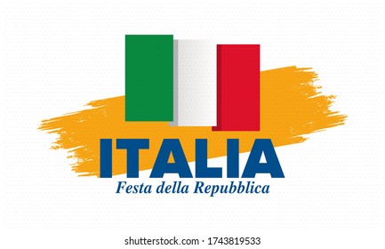 Festa della Repubblica Italiana. Text in italian: Italian Republic Day. Happy national holiday. Celebrated annually on June 2 in Italy. Italy flag. Patriotic design. Vector poster