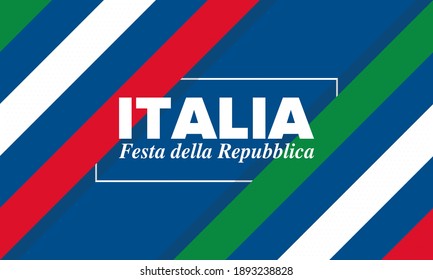 Festa della Repubblica Italiana. Texto en italiano: Día de la República Italiana. Feliz feriado nacional. Se celebra anualmente el 2 de junio en Italia. Bandera de Italia. Diseño patriótico. Afiche del vector