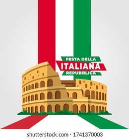 Festa della Repubblica Italiana (Translate: Italy Republic Day). Happy national holiday. Celebrated annually on June 2 in Italy. Italy flag. Patriotic poster design. Vector illustration