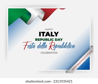 Festa della Repubblica=Republic Day
Festa nazionale D'Italia=National holiday of Italy. Holiday design, background with handwriting texts, national flag colors for second June, Italian Republic day