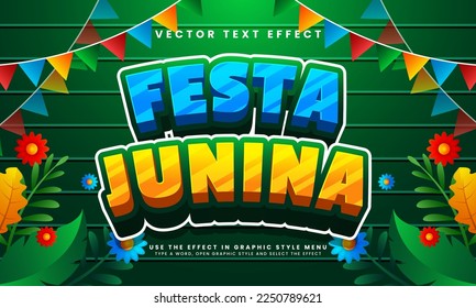 Festa junina 3D editable text effect suitable for festa junina festivals