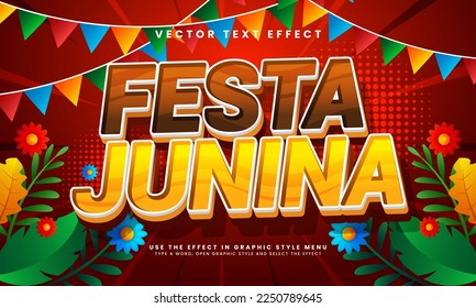 Festa junina 3D editable text effect suitable for festa junina festivals