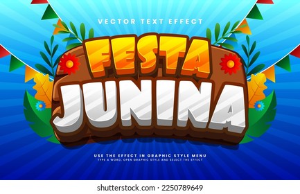 Festa junina 3D editable text effect suitable for festa junina festivals