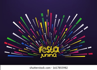 Festa junina. Abstract color firework on dark background