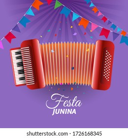 Festa Junina accordion adorned with pennants