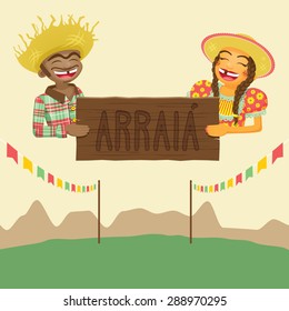 Festa Junina - Arraia, that means this kind of popular party - Brazilian June Party Theme Design Elements - EPS 10