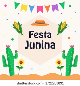 Festa Junina Bacground with cactus and corn