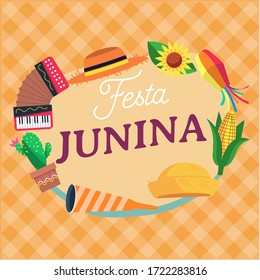Festa Junina background with lot decoration