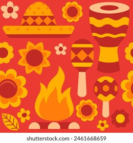 Festa junina background. Flat style.