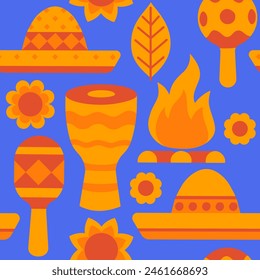 Festa junina background. Flat style. Seamless pattern.