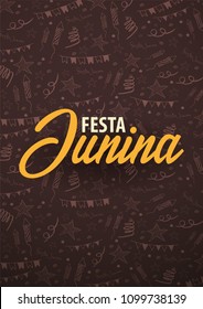 Festa Junina background with hand draw doodle elements. Brazil or Latin American holiday. Vector illustration