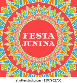 Festa Junina background vector. Festival banner for Brazilian holiday party. Festa de Sao Joao illustration. Carnival colorful summer pattern design.