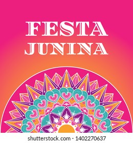 Festa Junina background vector. Festival banner for Brazilian holiday party. Festa de Sao Joao illustration. Colorful floral summer pattern design.