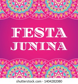 Festa Junina background vector. Festival banner for Brazilian holiday party. Festa de Sao Joao illustration. Latin summer pattern design for season fair.