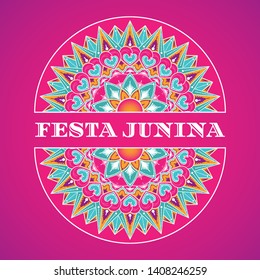 Festa Junina background vector. Festival banner for Brazilian holiday party. Festa de Sao Joao illustration. Latin summer pattern design for invitation.