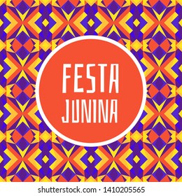 Festa Junina background vector. Festival banner for Brazilian holiday party. Festa de Sao Joao illustration. Colorful geometric summer pattern design.