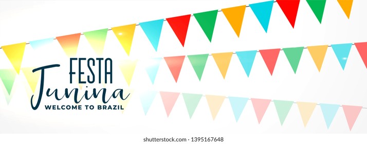 festa junina banner with colorful garlands
