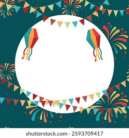 Festa Junina banner in flat design with space for text.