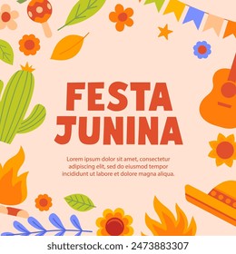 Festa junina. Festa junina banner set. Flat style.