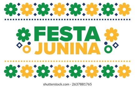 Festa Junina in Brazil. Brazilian festival. Happy holiday. Brazil flag. Carnival and parade. Summer fun party. Vector illustration