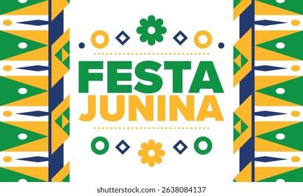 Festa Junina in Brazil. Brazilian festival. Happy holiday. Brazil flag. Carnival and parade. Summer fun party. Vector illustration