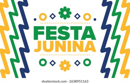 Festa Junina in Brazil. Brazilian festival. Happy holiday. Brazil flag. Carnival and parade. Summer fun party. Vector illustration