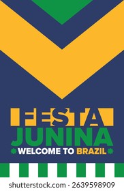 Festa Junina in Brazil. Brazilian festival. Happy holiday. Brazil flag. Carnival and parade. Summer fun party. Vector illustration