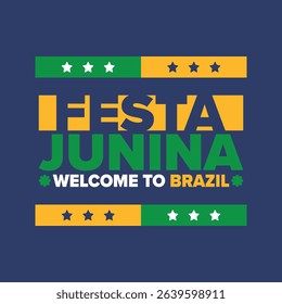 Festa Junina in Brazil. Brazilian festival. Happy holiday. Brazil flag. Carnival and parade. Summer fun party. Vector illustration