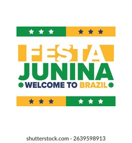 Festa Junina in Brazil. Brazilian festival. Happy holiday. Brazil flag. Carnival and parade. Summer fun party. Vector illustration