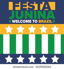 Festa Junina in Brazil. Brazilian festival. Happy holiday. Brazil flag. Carnival and parade. Summer fun party. Vector illustration