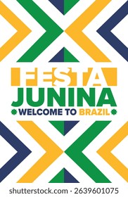 Festa Junina in Brazil. Brazilian festival. Happy holiday. Brazil flag. Carnival and parade. Summer fun party. Vector illustration