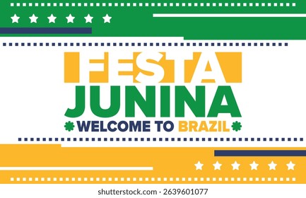 Festa Junina in Brazil. Brazilian festival. Happy holiday. Brazil flag. Carnival and parade. Summer fun party. Vector illustration