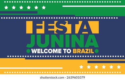 Festa Junina in Brazil. Brazilian festival. Happy holiday. Brazil flag. Carnival and parade. Summer fun party. Vector illustration